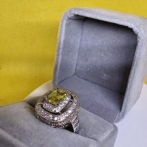 Peridot & White Sapphire SS 925 Ring